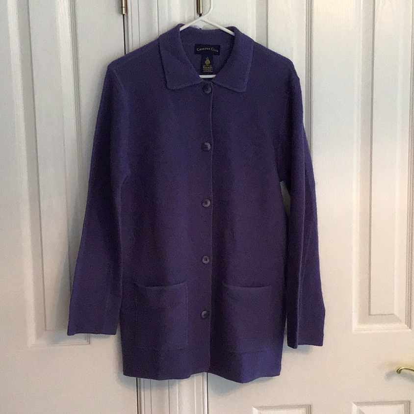 Purple Wool Button-Down Jacket
